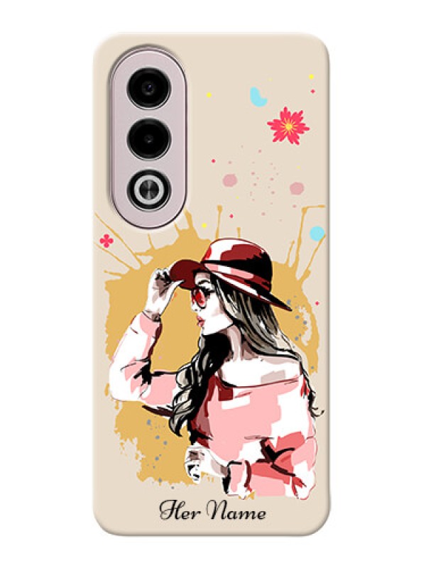 Custom Oppo K12x 5G Photo Printing on Case with Women with pink hat Design