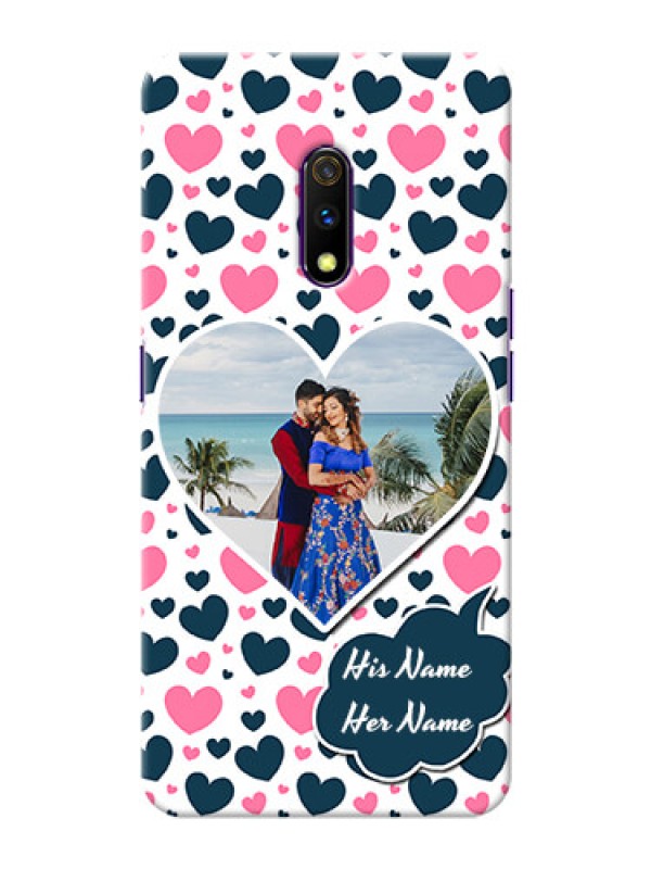 Custom Oppo K3 Mobile Covers Online: Pink & Blue Heart Design