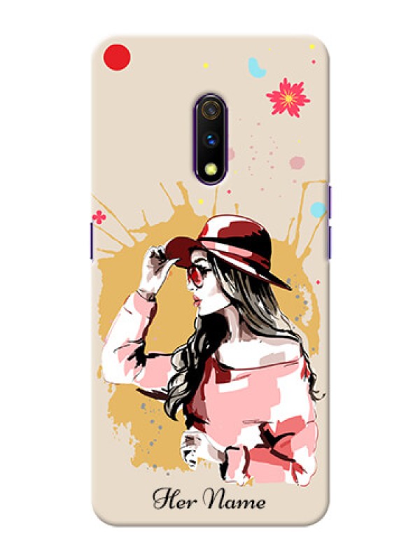 Custom Oppo K3 Back Covers: Women with pink hat Design