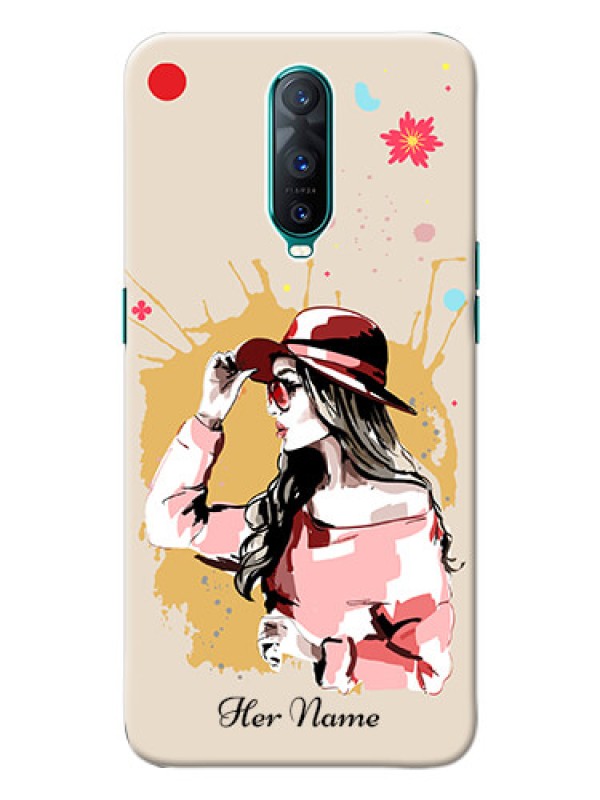 Custom Oppo R17 Pro Back Covers: Women with pink hat Design