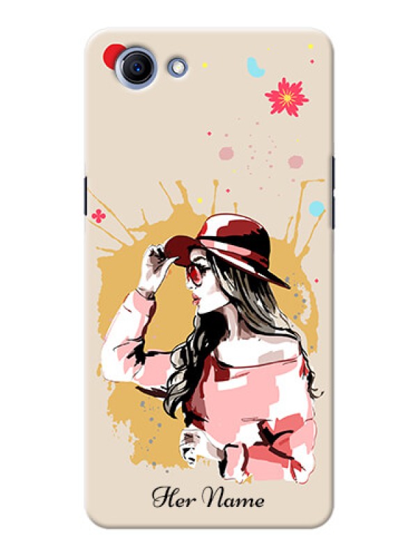 Custom Oppo Realme 1 Back Covers: Women with pink hat Design