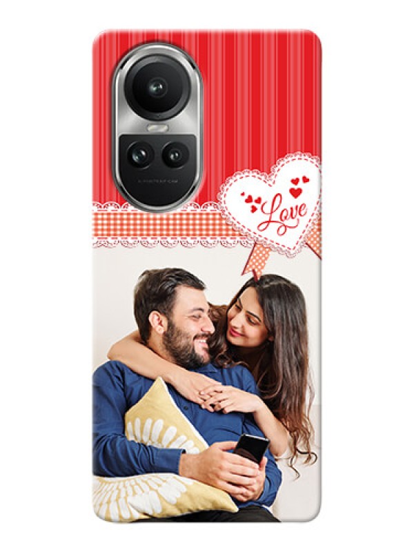 Custom Reno 10 5G phone cases online: Red Love Pattern Design