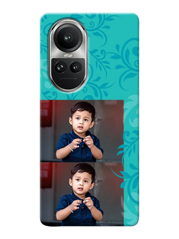 Custom Reno 10 5G Mobile Cases with Photo and Green Floral Design