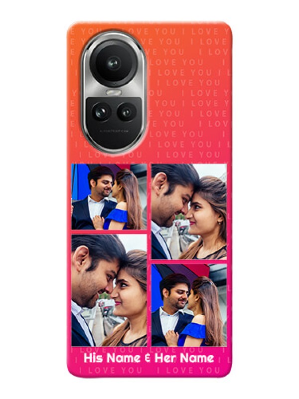 Custom Reno 10 5G custom back covers: I Love You Pink Design