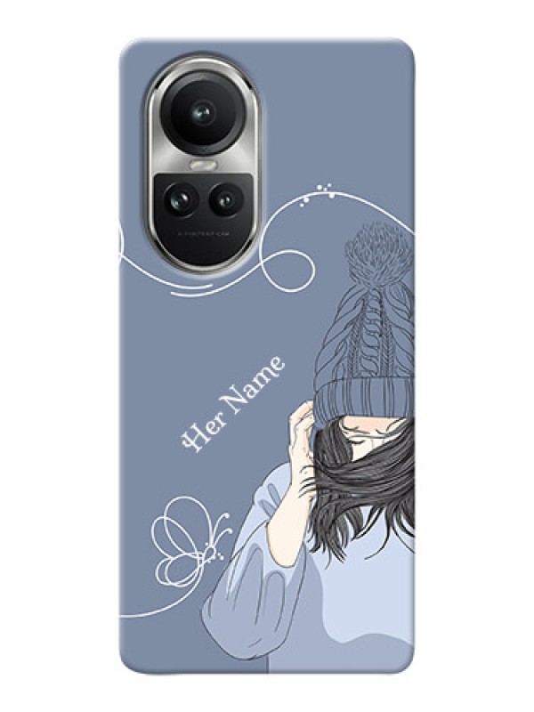 Custom Reno 10 5G Custom Mobile Case with Girl in winter outfit Design