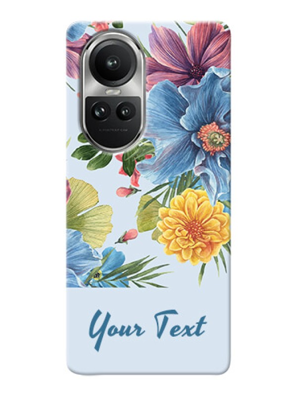Custom Reno 10 5G Custom Mobile Case with Stunning Watercolored Flowers Painting Design