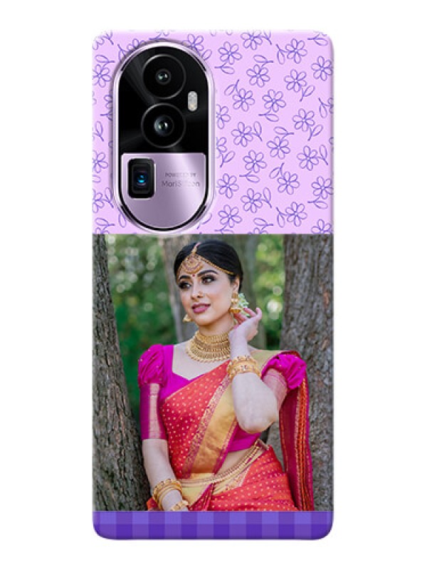 Custom Reno 10 Pro Plus 5G Mobile Cases: Purple Floral Design