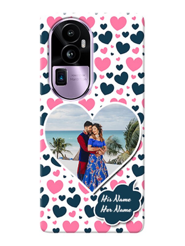 Custom Reno 10 Pro Plus 5G Mobile Covers Online: Pink & Blue Heart Design