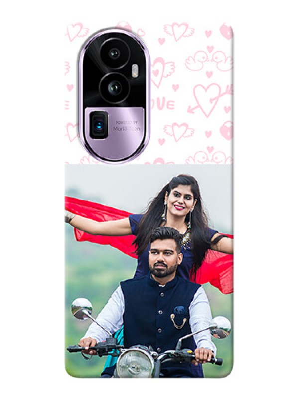 Custom Reno 10 Pro Plus 5G personalized phone covers: Pink Flying Heart Design