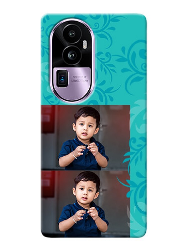 Custom Reno 10 Pro Plus 5G Mobile Cases with Photo and Green Floral Design