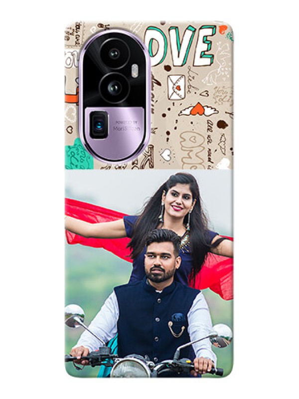 Custom Reno 10 Pro Plus 5G Personalised mobile covers: Love Doodle Pattern