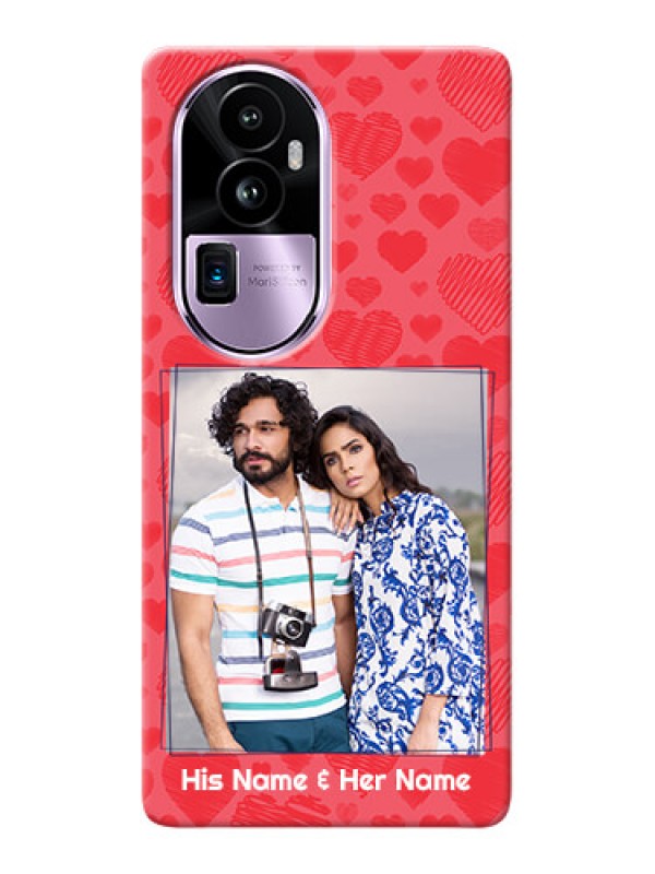 Custom Reno 10 Pro Plus 5G Mobile Back Covers: with Red Heart Symbols Design