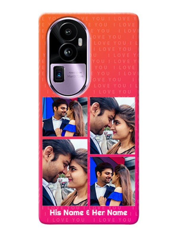 Custom Reno 10 Pro Plus 5G custom back covers: I Love You Pink Design