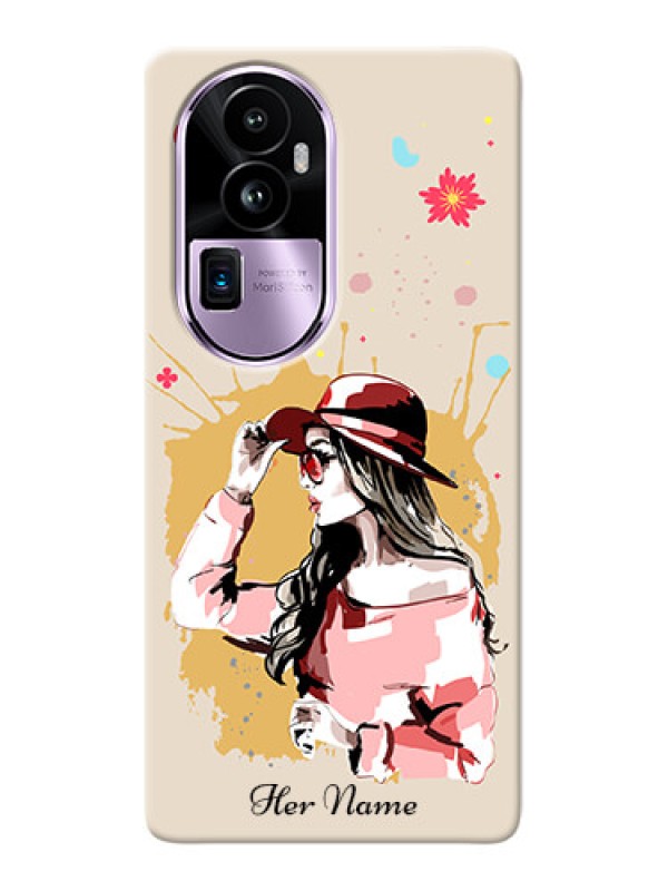 Custom Reno 10 Pro Plus 5G Photo Printing on Case with Women with pink hat Design