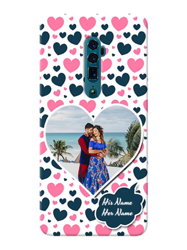Custom Reno 10X Zoom Mobile Covers Online: Pink & Blue Heart Design