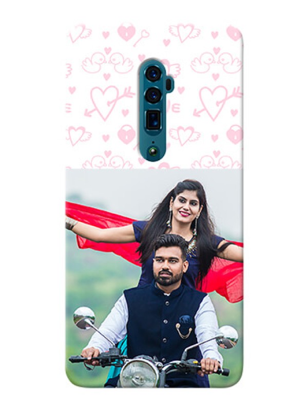 Custom Reno 10X Zoom personalized phone covers: Pink Flying Heart Design