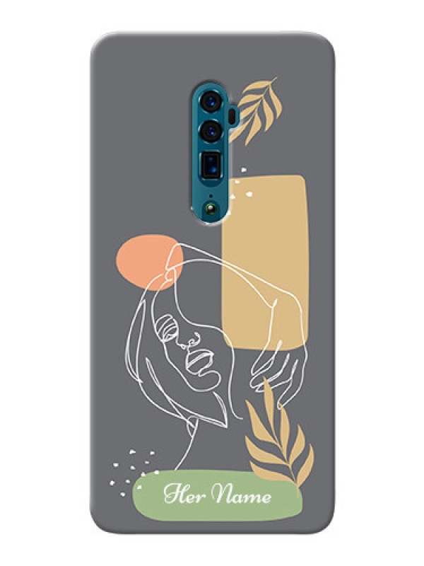 Custom Reno 10X Zoom Phone Back Covers: Gazing Woman line art Design