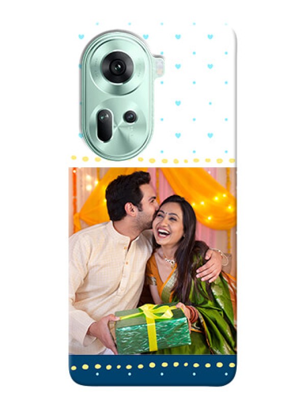 Custom Reno 11 5G Phone Covers: White and Blue Abstract Design