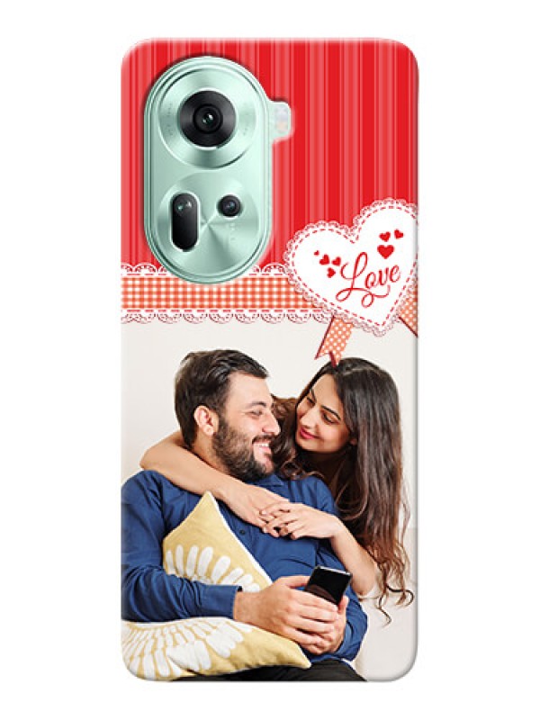 Custom Reno 11 5G phone cases online: Red Love Pattern Design