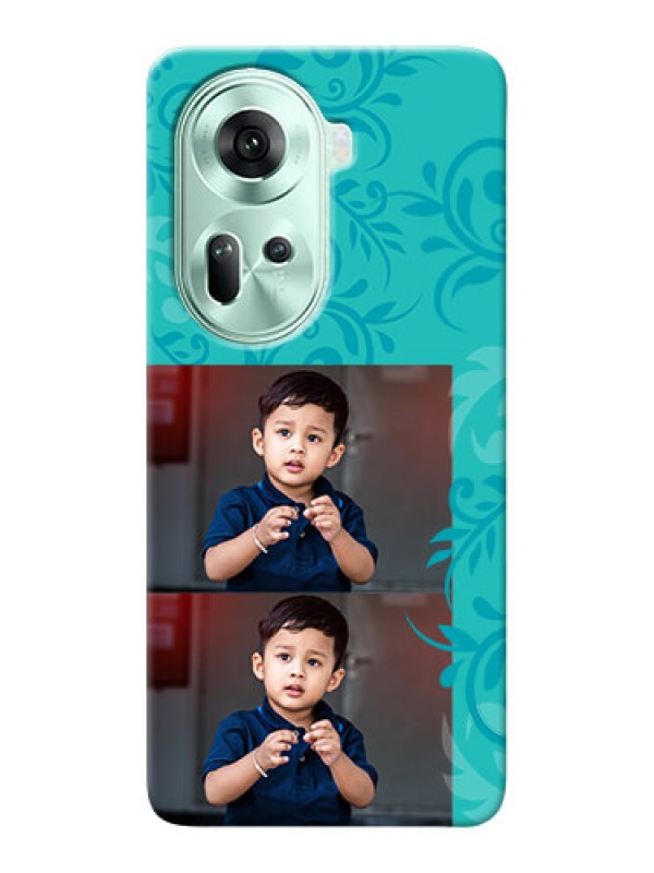 Custom Reno 11 5G Mobile Cases with Photo and Green Floral Design