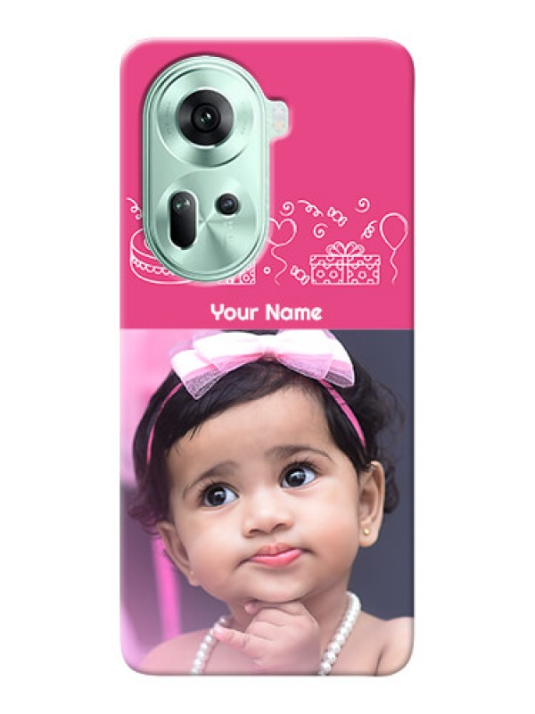 Custom Reno 11 5G Custom Mobile Cover with Birthday Line Art Design