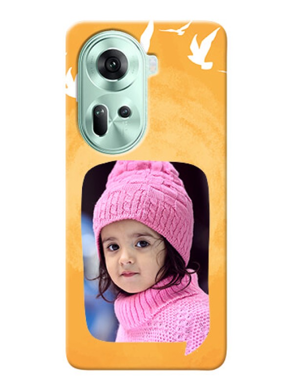 Custom Reno 11 5G Phone Covers: Water Color Design with Bird Icons