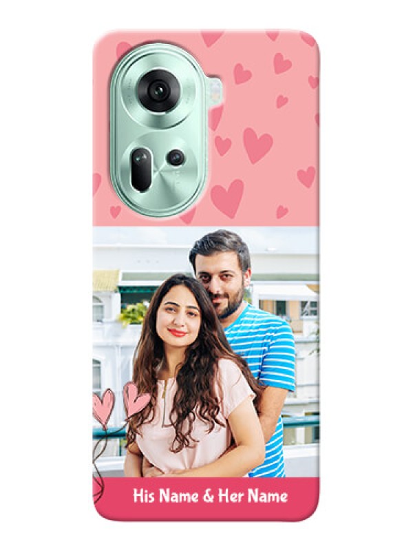 Custom Reno 11 5G phone back covers: Love Design Peach Color