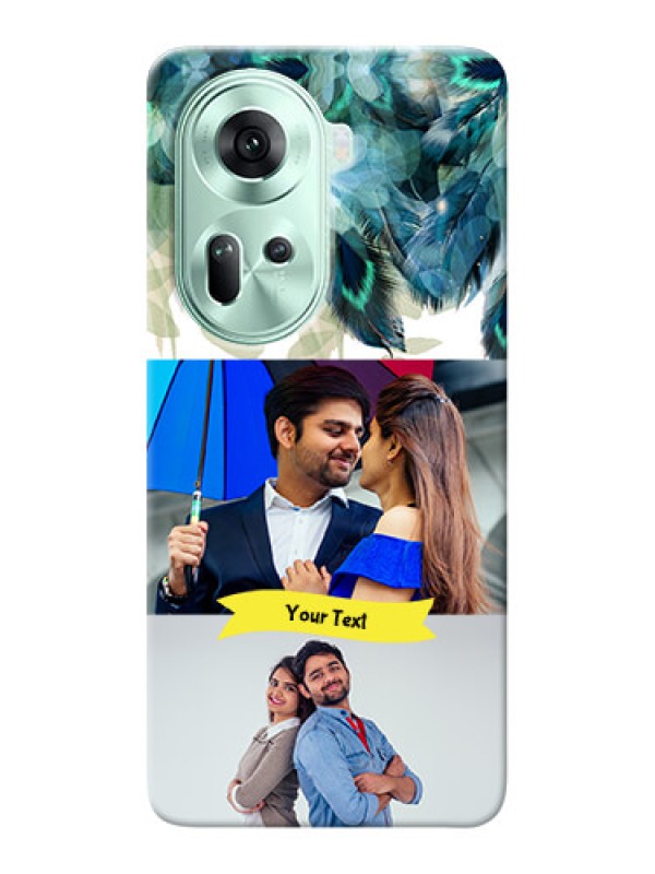 Custom Reno 11 5G Phone Cases: Image with Boho Peacock Feather Design