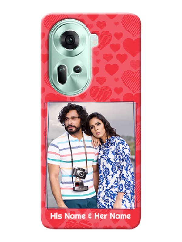 Custom Reno 11 5G Mobile Back Covers: with Red Heart Symbols Design