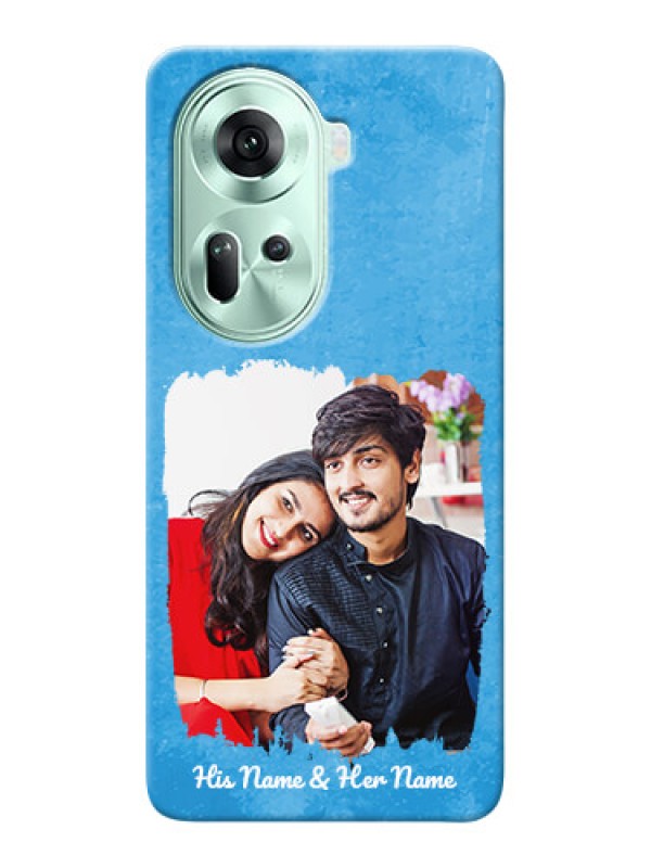 Custom Reno 11 5G custom mobile cases: Blue Color Vintage Design