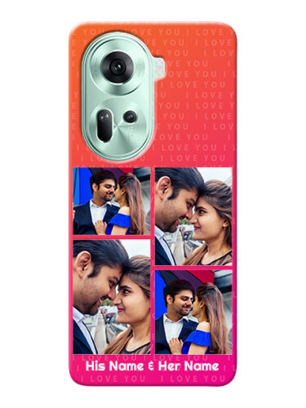 Custom Reno 11 5G custom back covers: I Love You Pink Design