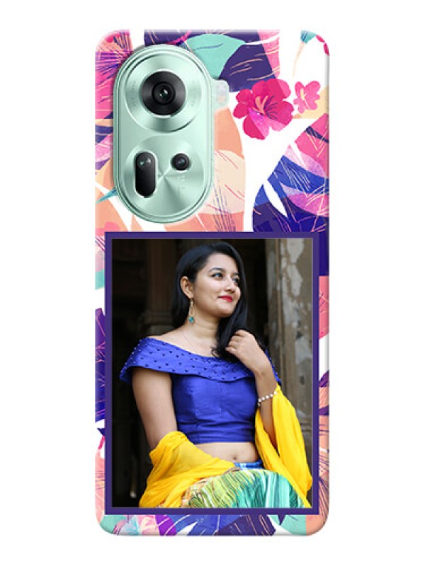 Custom Reno 11 5G Personalised Phone Cases: Abstract Floral Design