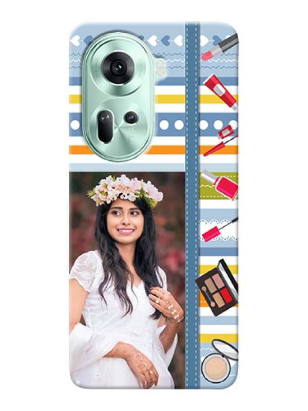 Custom Reno 11 5G Personalized Mobile Cases: Makeup Icons Design