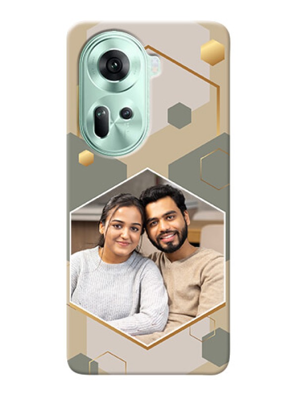 Custom Reno 11 5G Photo Printing on Case with Stylish Hexagon Pattern Design