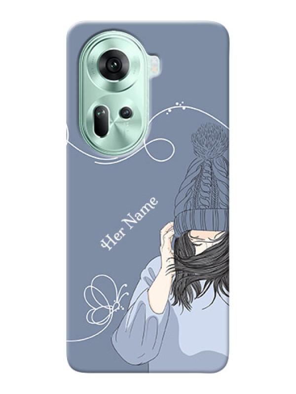 Custom Reno 11 5G Custom Mobile Case with Girl in winter outfit Design