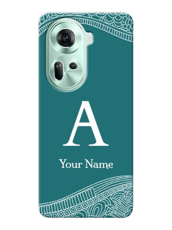 Custom Reno 11 5G Personalized Phone Case with line art pattern with custom name Design