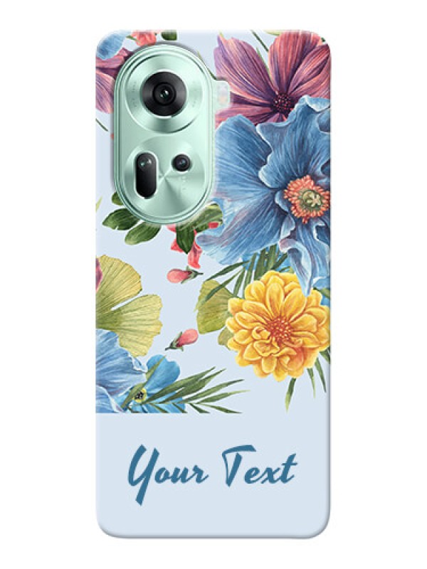 Custom Reno 11 5G Custom Mobile Case with Stunning Watercolored Flowers Painting Design