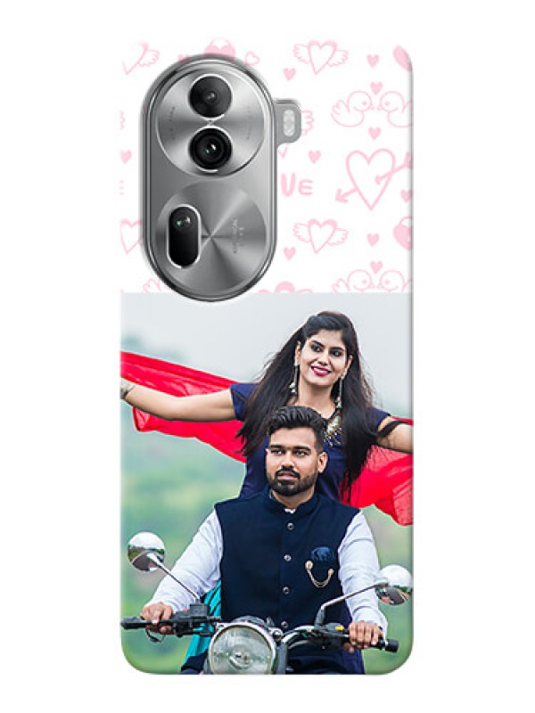 Custom Reno 11 Pro 5G personalized phone covers: Pink Flying Heart Design