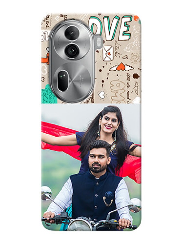 Custom Reno 11 Pro 5G Personalised mobile covers: Love Doodle Pattern