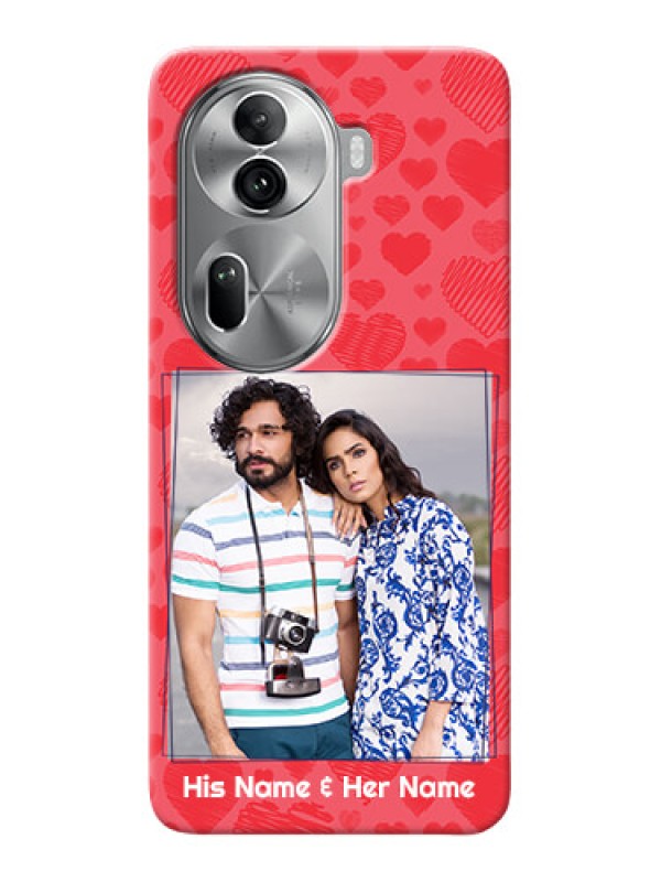 Custom Reno 11 Pro 5G Mobile Back Covers: with Red Heart Symbols Design