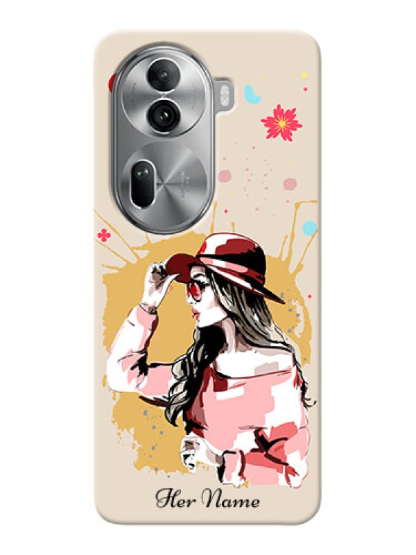 Custom Reno 11 Pro 5G Photo Printing on Case with Women with pink hat Design