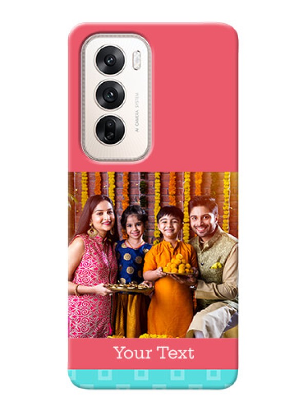 Custom Oppo Reno 12 5G Mobile Back Covers: Peach And Blue Color Design