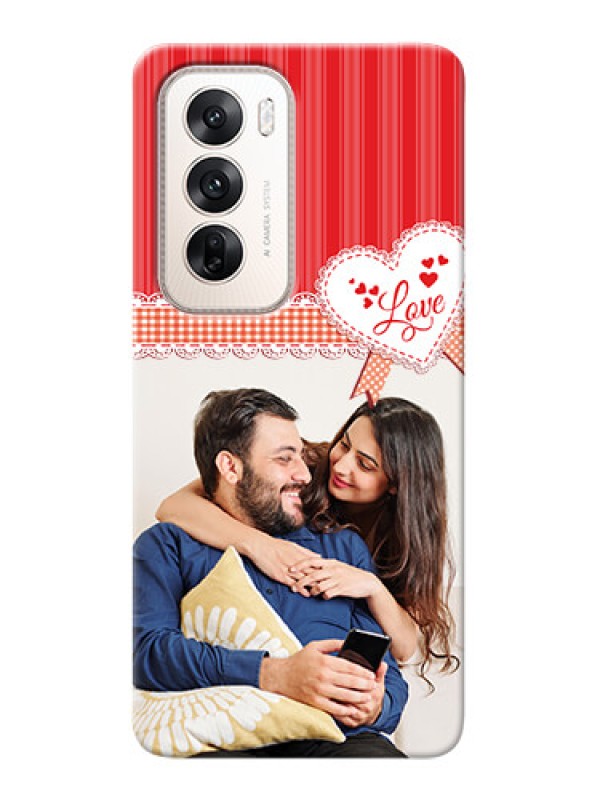 Custom Oppo Reno 12 5G phone cases online: Red Love Pattern Design