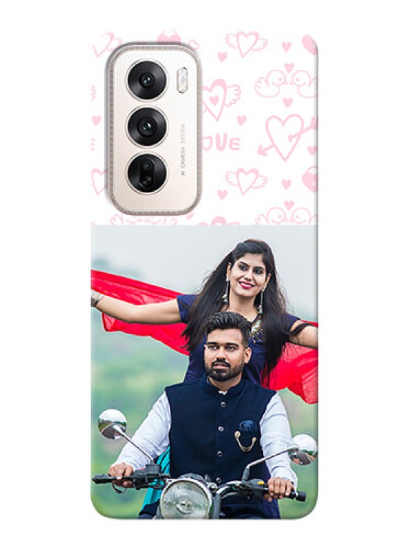 Custom Oppo Reno 12 5G personalized phone covers: Pink Flying Heart Design