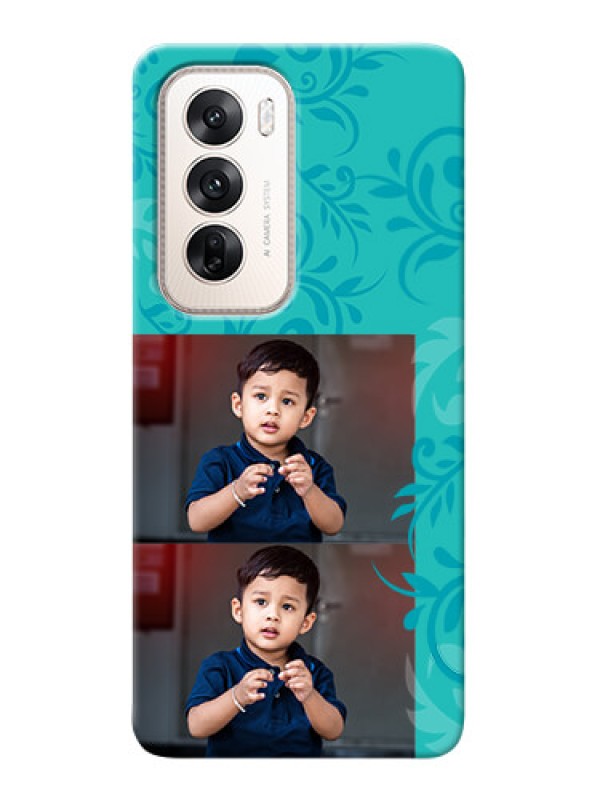 Custom Oppo Reno 12 5G Mobile Cases with Photo and Green Floral Design