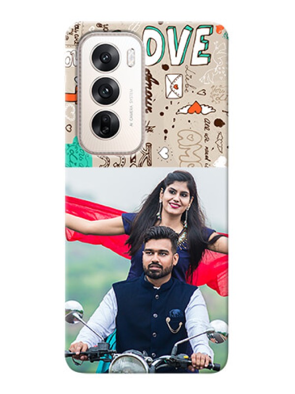 Custom Oppo Reno 12 5G Personalised mobile covers: Love Doodle Pattern