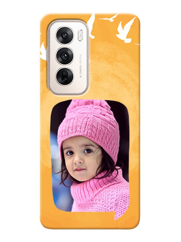 Custom Oppo Reno 12 5G Phone Covers: Water Color Design with Bird Icons