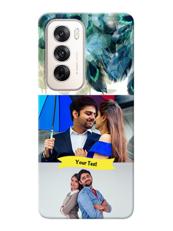 Custom Oppo Reno 12 5G Phone Cases: Image with Boho Peacock Feather Design