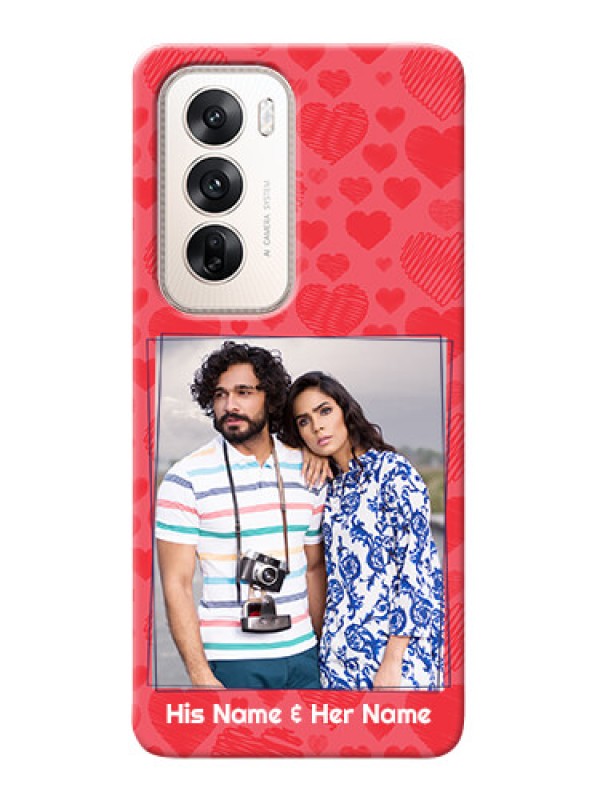 Custom Oppo Reno 12 5G Mobile Back Covers: with Red Heart Symbols Design