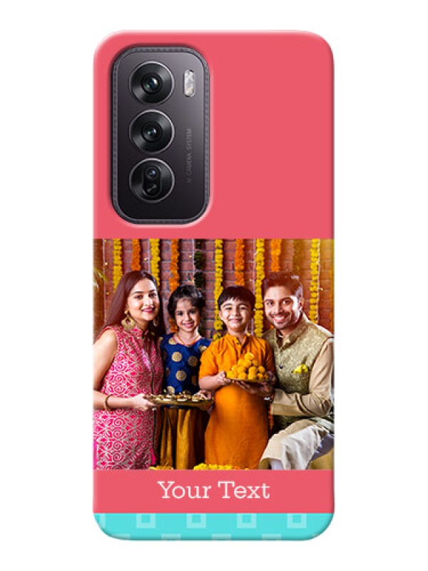 Custom Oppo Reno 12 Pro 5G Mobile Back Covers: Peach And Blue Color Design